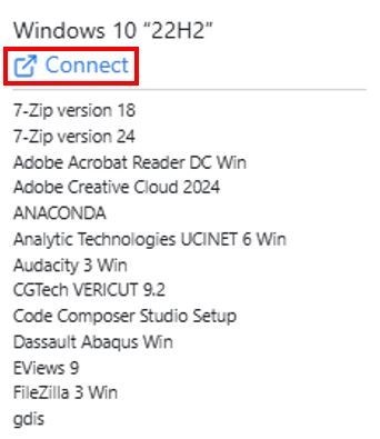 Description of the computer software listing and connect logo prompt